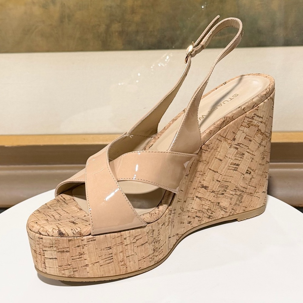 🌹STUART WEITZMAN🌹 Dayna Slingback Wedge Adobe Beige Size: 7.5B - Picture 6 of 12